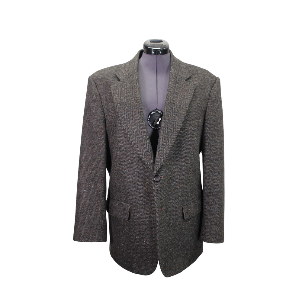 Savile Row Vintage Herringbone Wool Sport‎ Coat Jacket Men's 40S Two Button